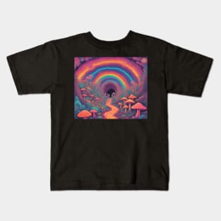 Mushroom Rainbow Cave Journey Kids T-Shirt